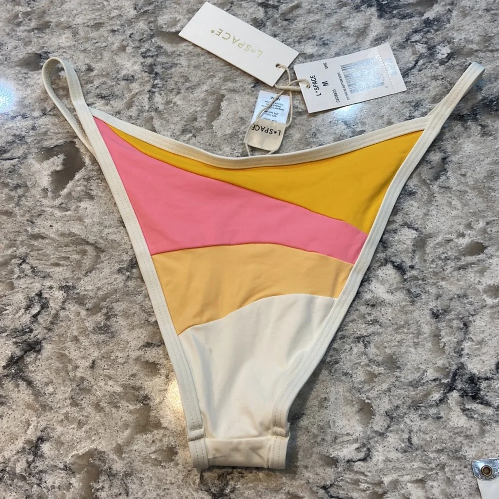 L*Space Daybreak Bitsy Bikini Bottom Medium Colorblock High Leg NWT